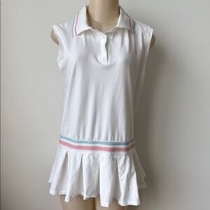 White Mod B Tennis Mini with Pink and Blue Accents Size Medium